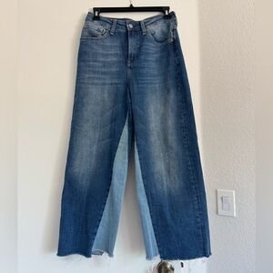 Mavi Two-Tone Wide-Leg Jeans in Medium Blue